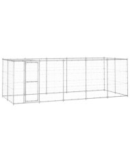 Chenil extérieur Acier galvanisé avec toit 12,1 m² | Mobilier & Déco