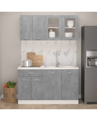 Ensemble de meubles de cuisine 4 pcs Gris béton Aggloméré | Mobilier & Déco