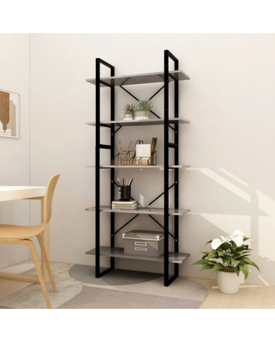 Bibliothèque à 5 niveaux Gris béton 80x30x175cm Bois ingénierie | Mobilier & Déco