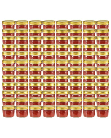 Pots à confiture avec couvercle doré 96 pcs Verre 110 ml | Mobilier & Déco