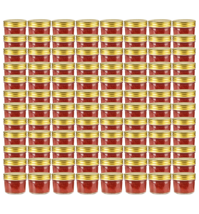 Pots à confiture avec couvercle doré 96 pcs Verre 110 ml | Mobilier & Déco