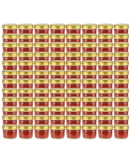 Pots à confiture avec couvercle doré 96 pcs Verre 110 ml | Mobilier & Déco