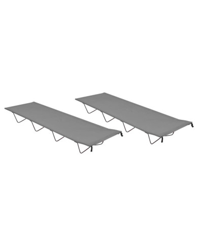 Lits de camping 2 pcs 180x60x19 cm Tissu Oxford et acier Gris | Mobilier & Déco
