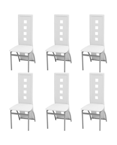 Chaises à manger lot de 6 blanc similicuir | Mobilier & Déco