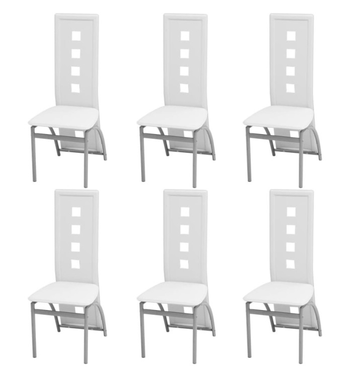 Chaises à manger lot de 6 blanc similicuir | Mobilier & Déco