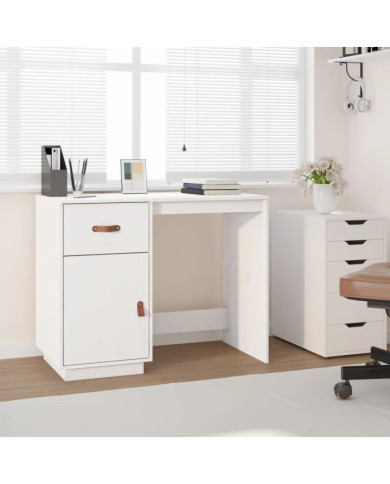 Bureau Blanc 95x50x75 cm Bois massif de pin | Mobilier & Déco