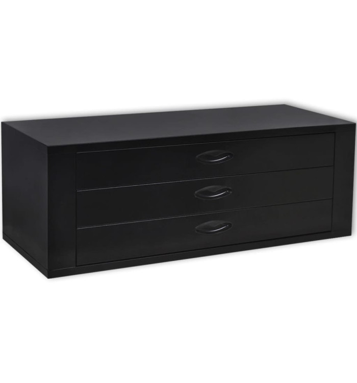 Coffre à outils métallique 3 tiroirs Noir | Mobilier & Déco