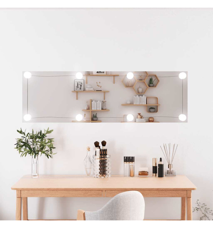 Miroir mural avec lumières LED 30x100 cm verre rectangulaire | Mobilier & Déco