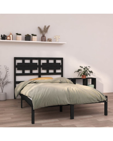 Cadre de lit sans matelas noir 120x190 cm bois massif | Mobilier & Déco