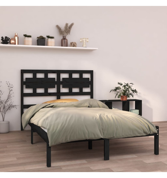 Cadre de lit sans matelas noir 120x190 cm bois massif | Mobilier & Déco