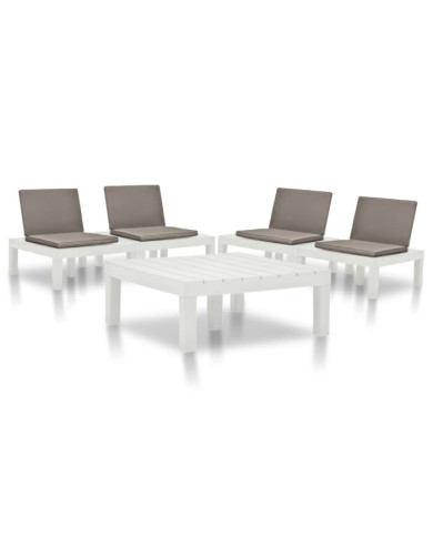 Salon de jardin 5 pcs Plastique Blanc | Mobilier & Déco