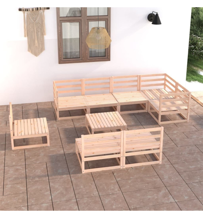 Salon de jardin 9 pcs bois de pin massif | Mobilier & Déco