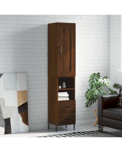 Buffet haut Chêne marron 34,5x34x180 cm Bois d'ingénierie | Mobilier & Déco