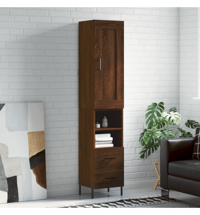 Buffet haut Chêne marron 34,5x34x180 cm Bois d'ingénierie | Mobilier & Déco