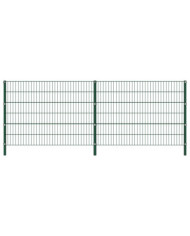 Panneau de clôture avec poteaux Fer 3,4 x 1,2 m Vert | Mobilier & Déco