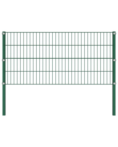 Panneau de clôture avec poteaux Fer 1,7 x 0,8 m Vert | Mobilier & Déco