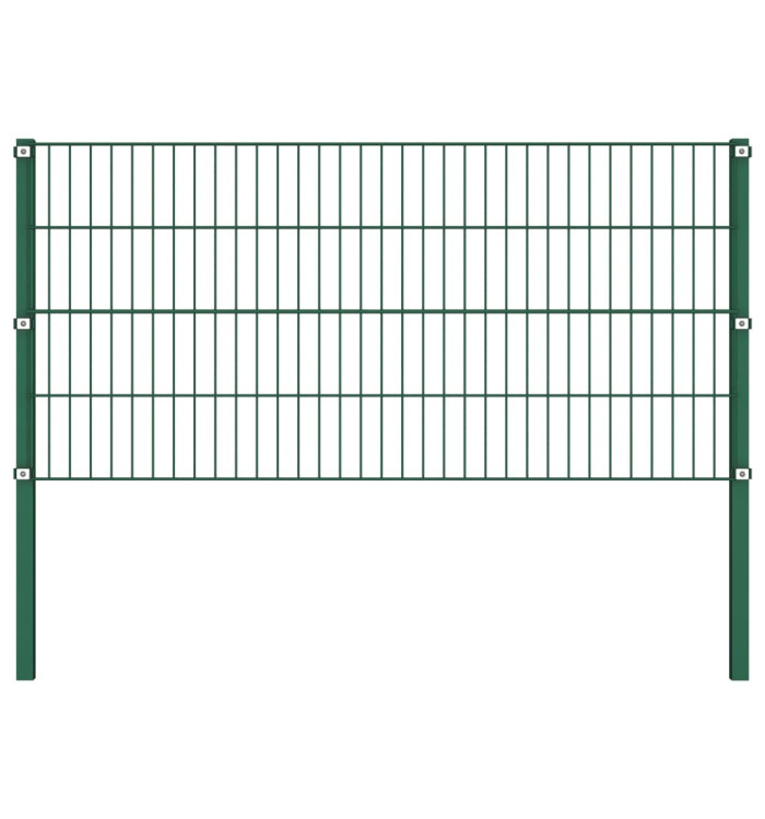 Panneau de clôture avec poteaux Fer 1,7 x 0,8 m Vert | Mobilier & Déco