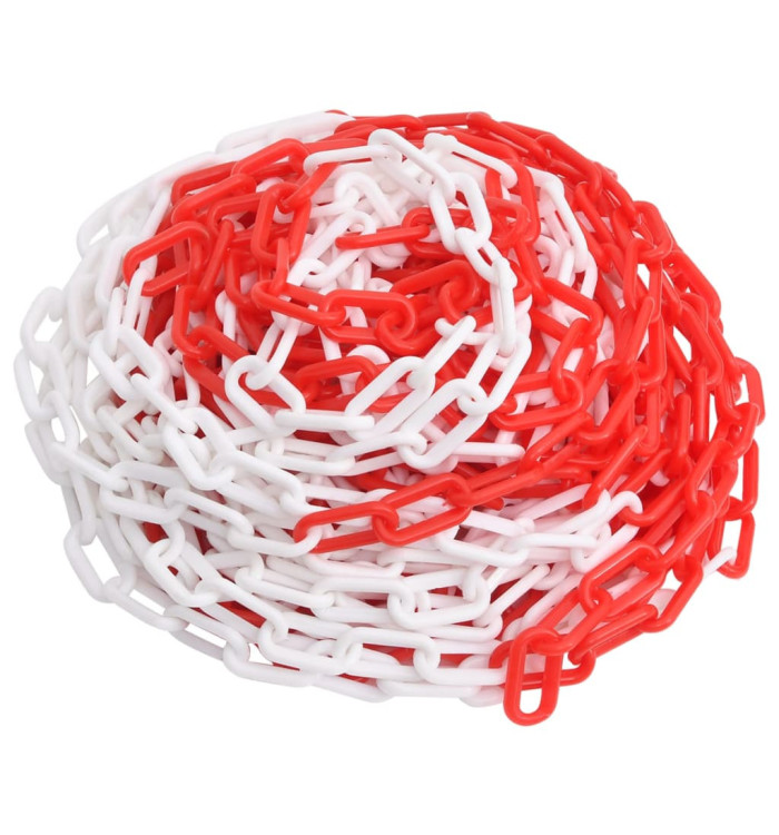 Chaîne d'avertissement Rouge et blanc 30 m Ø4 mm Plastique | Mobilier & Déco