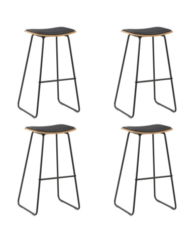 Tabourets de bar lot de 4 noir similicuir | Mobilier & Déco