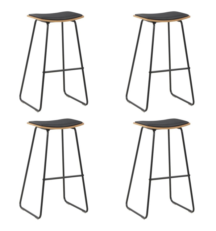 Tabourets de bar lot de 4 noir similicuir | Mobilier & Déco