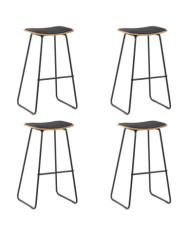 Tabourets de bar lot de 4 noir similicuir | Mobilier & Déco