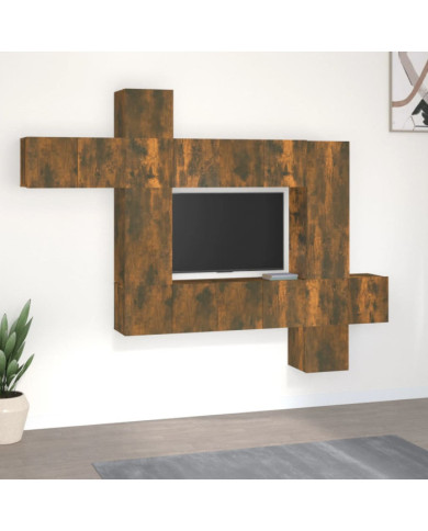 Ensemble de meubles TV 10 pcs Chêne fumé Bois d'ingénierie | Mobilier & Déco
