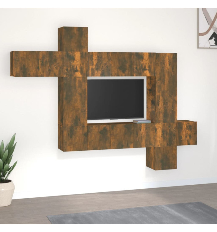 Ensemble de meubles TV 10 pcs Chêne fumé Bois d'ingénierie | Mobilier & Déco