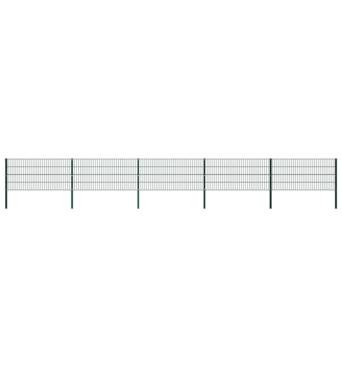 Panneau de clôture avec poteaux Fer 8,5 x 0,8 m Vert | Mobilier & Déco