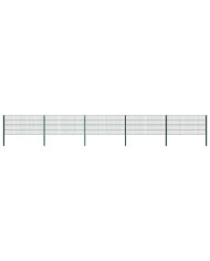 Panneau de clôture avec poteaux Fer 8,5 x 0,8 m Vert | Mobilier & Déco