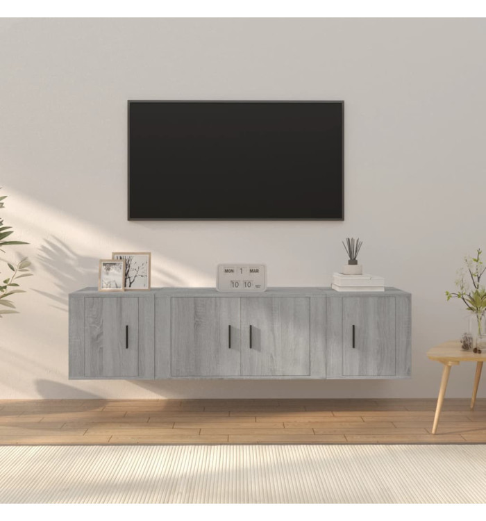 Ensemble de meubles TV 3 pcs Sonoma gris Bois d'ingénierie | Mobilier & Déco