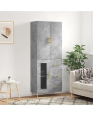 Buffet haut Gris béton 69,5x34x180 cm Bois d'ingénierie | Mobilier & Déco