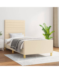 Cadre de lit sans matelas crème 90x190 cm tissu | Mobilier & Déco