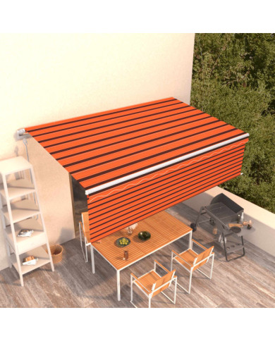 Auvent automatique rétractable avec store 5x3m Orange et marron | Mobilier & Déco