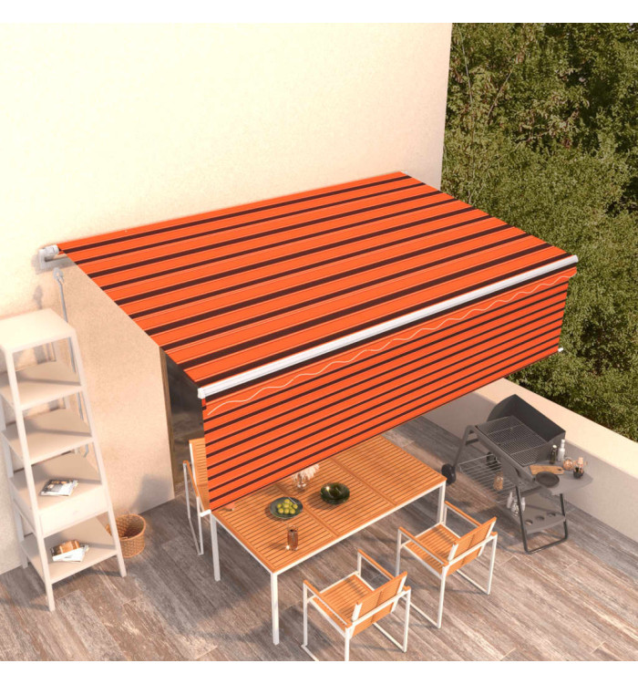 Auvent automatique rétractable avec store 5x3m Orange et marron | Mobilier & Déco