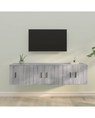 Ensemble de meubles TV 3 pcs Sonoma gris Bois d'ingénierie | Mobilier & Déco