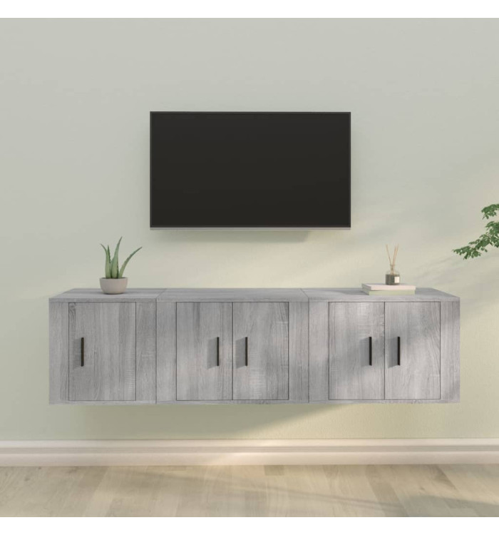 Ensemble de meubles TV 3 pcs Sonoma gris Bois d'ingénierie | Mobilier & Déco