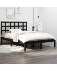 Cadre de lit sans matelas noir 120x190 cm bois massif | Mobilier & Déco