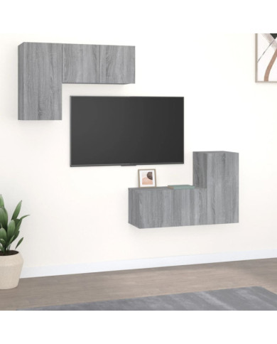 Ensemble de meubles TV 4 pcs Sonoma gris Bois d'ingénierie | Mobilier & Déco
