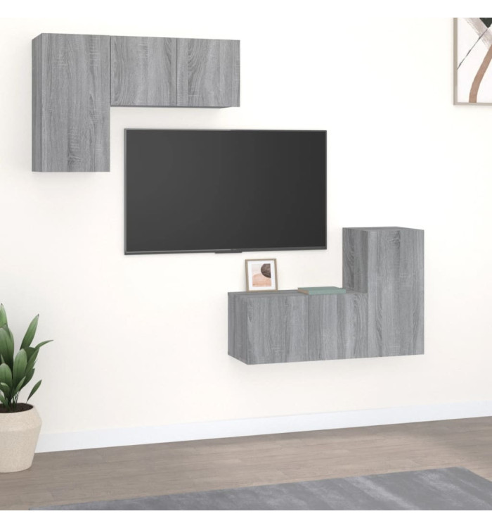 Ensemble de meubles TV 4 pcs Sonoma gris Bois d'ingénierie | Mobilier & Déco