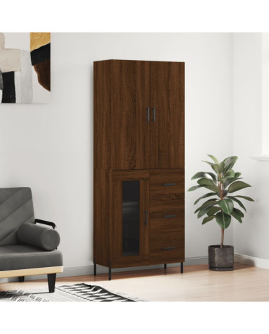 Buffet haut Chêne marron 69,5x34x180 cm Bois d'ingénierie | Mobilier & Déco