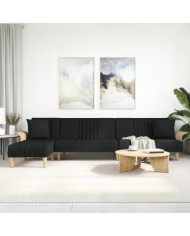 Canapé-lit en forme de L noir 279x140x70 cm tissu | Mobilier & Déco