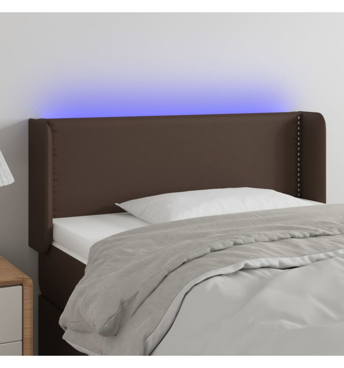 Tête de lit à LED Marron 103x16x78/88 cm Similicuir | Mobilier & Déco
