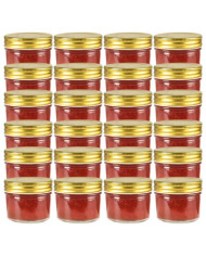 24 pcs Pots à confiture avec couvercles dorés Verre 110 ml | Mobilier & Déco