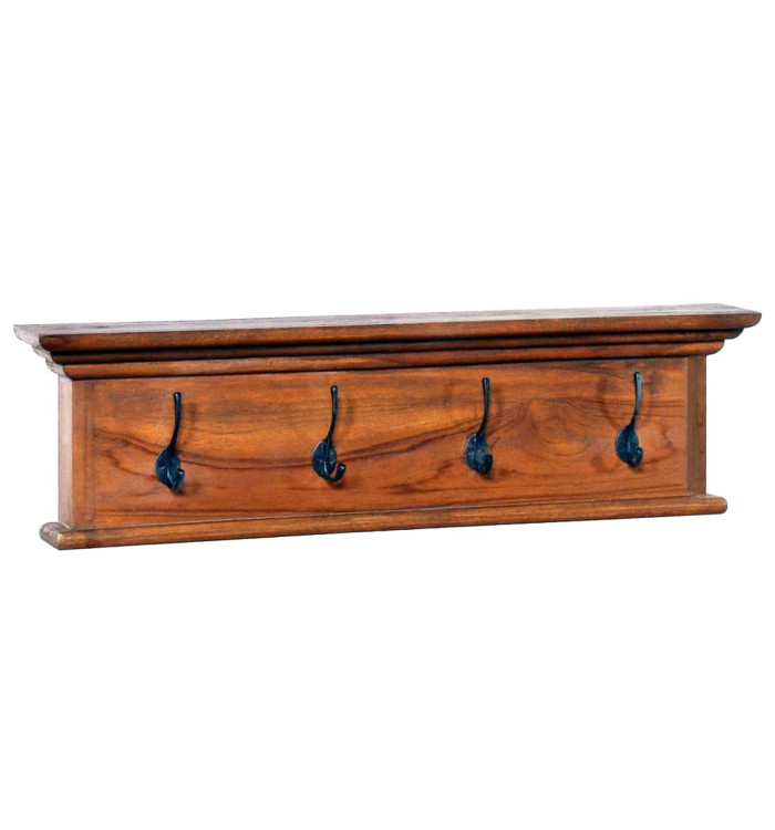 Portemanteau mural 70x10x20 cm Bois de teck massif | Mobilier & Déco