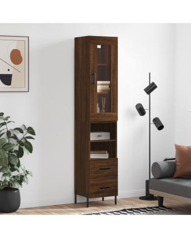 Buffet haut Chêne marron 34,5x34x180 cm Bois d'ingénierie | Mobilier & Déco