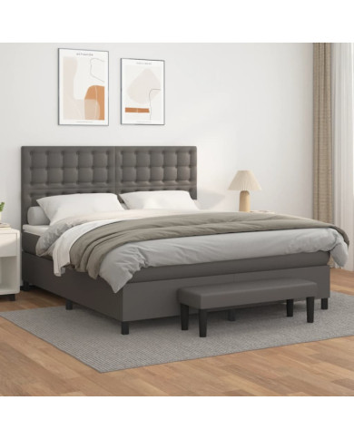 Sommier à lattes de lit avec matelas Gris 160x200 cm Similicuir | Mobilier & Déco