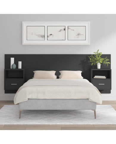 Tête de lit avec armoires Noir Bois d’ingénierie | Mobilier & Déco