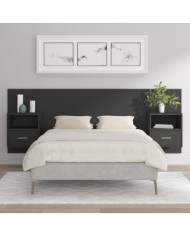 Tête de lit avec armoires Noir Bois d’ingénierie | Mobilier & Déco