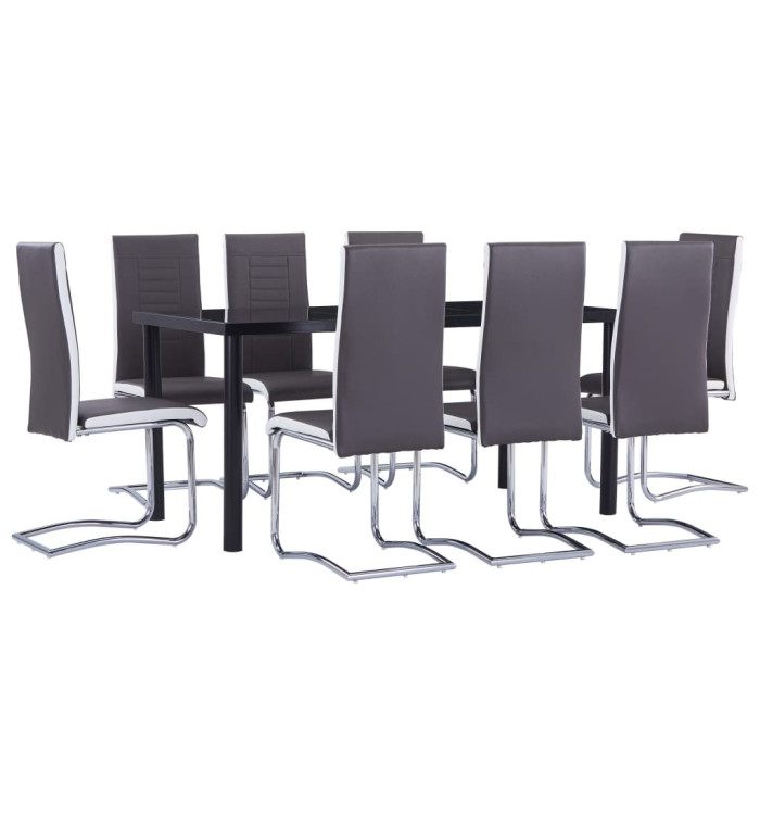 Ensemble de salle à manger 9 pcs Similicuir Gris | Mobilier & Déco