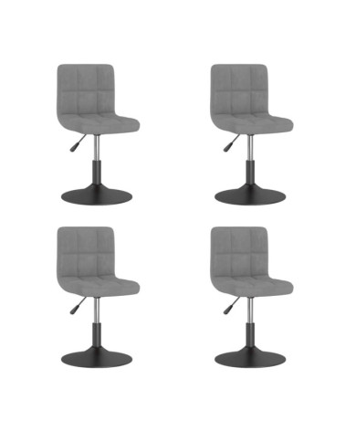 Chaises pivotantes à manger lot de 4 gris clair velours | Mobilier & Déco
